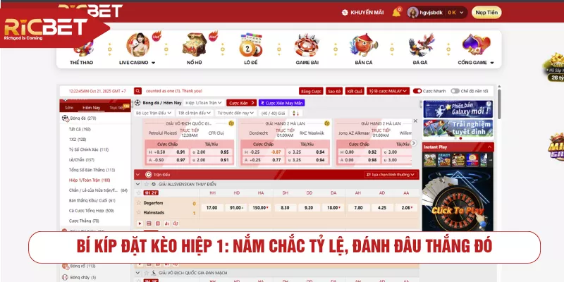 Bí kíp đặt kèo hiệp 1: Nắm chắc tỷ lệ, đánh đâu thắng đó