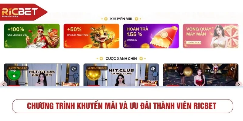 Những ưu đãi tại RICBET được triển khai cho toàn bộ thành viên