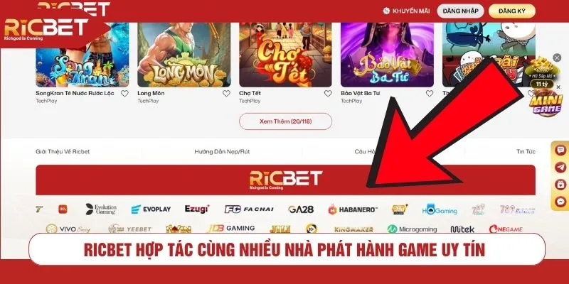 RICBET hợp tác cùng nhiều nhà phát hành game uy tín